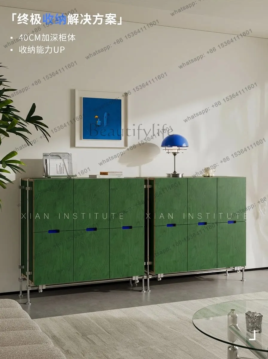 Side cabinet integrated birch coffee cabinet living room storage bucket cabinet against the wall
