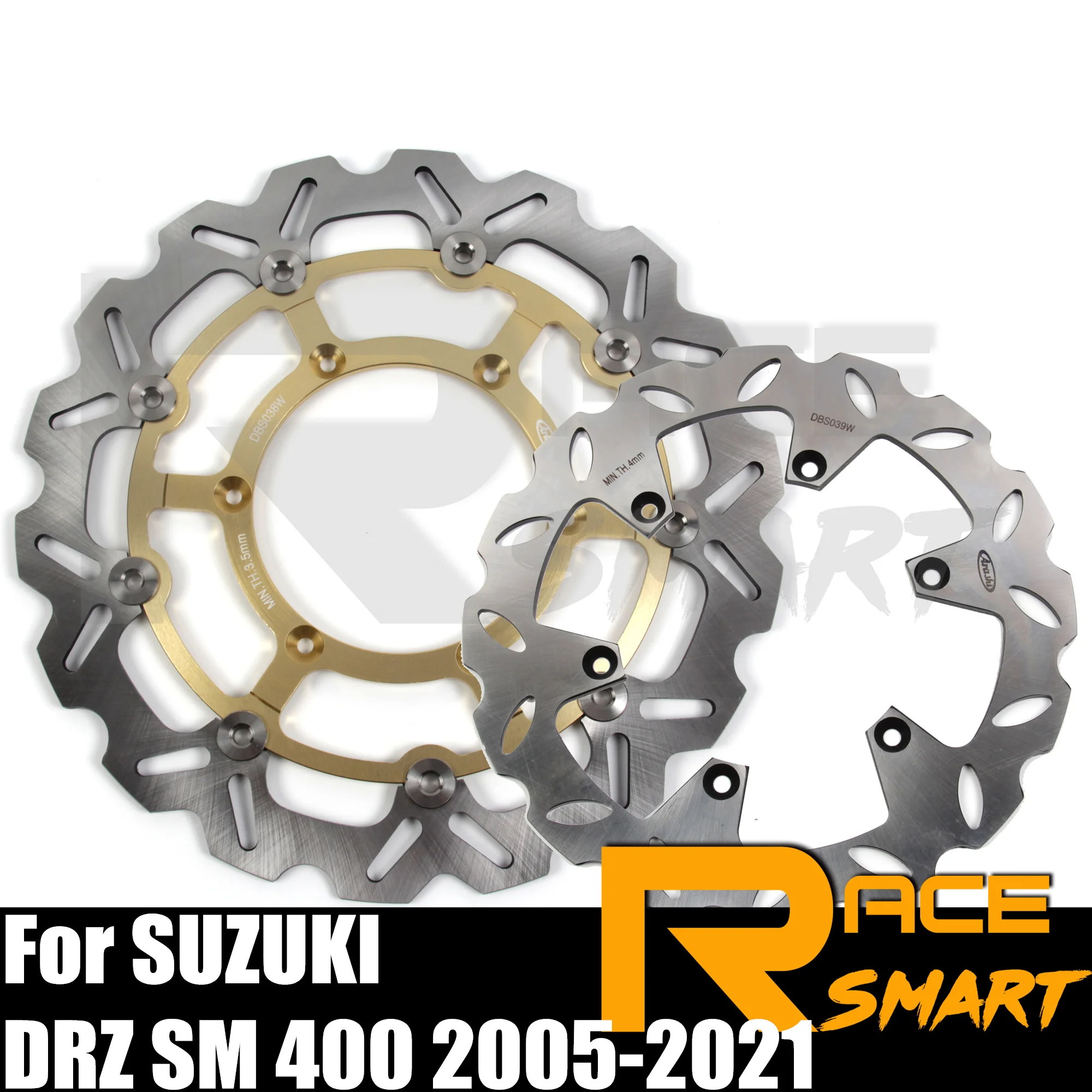 

For SUZUKI DRZ SM 400 2005-2021 Motorcycle CNC Front Rear Brake Disc Disk Rotors Parts DRZ400SM 2006 2007 2008 2009 2010 2011 12