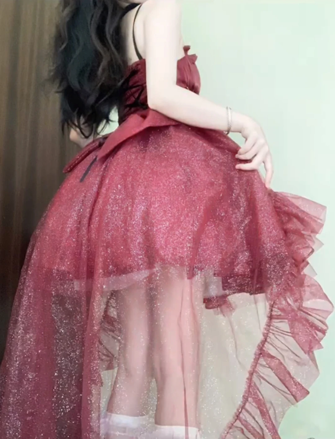 Red Dress Cute Thin and Glittering Trailing Tutu