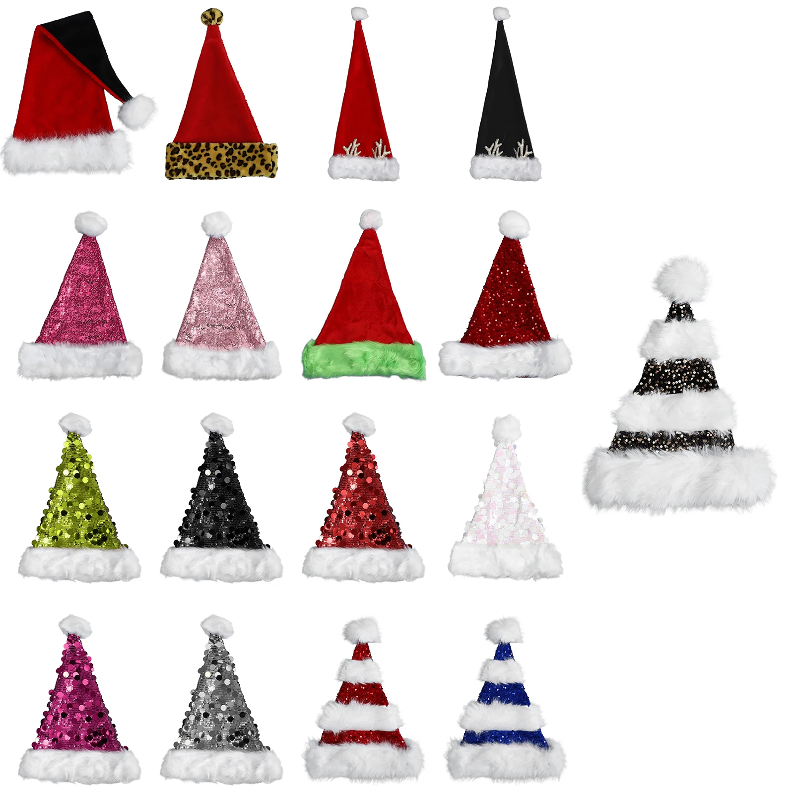 1 قطعة عيد الميلاد سانتا قبعة لينة أفخم عيد الميلاد Pompom قبعة تأثيري ملحق قبعات للبالغين الرجال النساء عيد الميلاد عطلة حفلة هدية