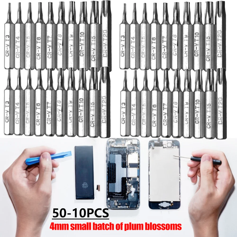 

50-10PC Plum Blossoms Screwdriver Bit Professional 4mm Torx Screwdriver Bits Set Hand Tool for Repairing Mobile Computer Tools
