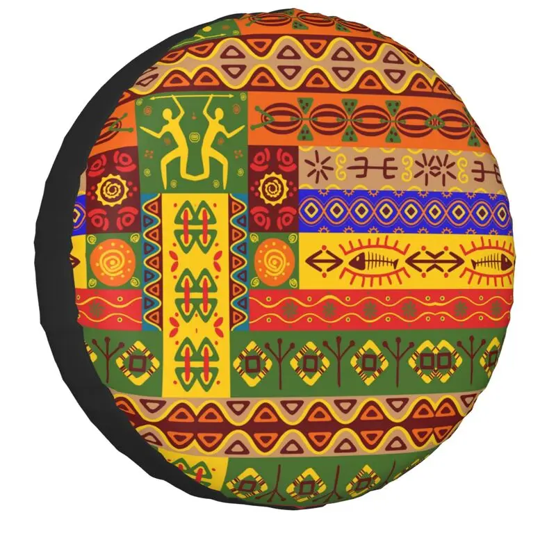 Ethnic Tribal African Exotic Pattern Spare Tire Cover for Toyota Mitsubishi 4WD 4x4 SUV Car Wheel Protector 14