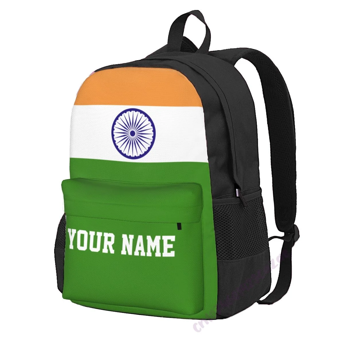 Custom Name India Flag Polyester Backpack For Men Women Travel Bag Casual Students Hiking Travel Camping