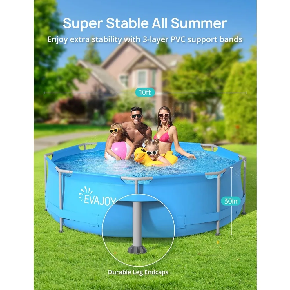 Metal Frame Swimming Pool, Outdoor Above Ground Pool with Steel Frame, Heavy-Duty PVC, Easy Assembly for Backyard, Garden, Lawn