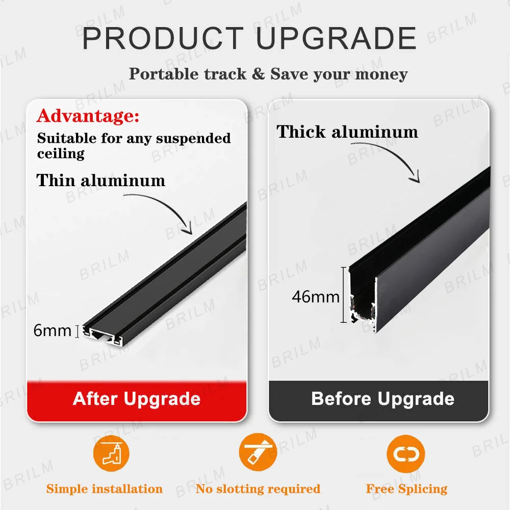 Ultra Slim Magnetic Track Light 6mm Surface Mounted Ceiling Rail Smart-Home Flood Grille Spot DC48V Modern LED Lamp Black White