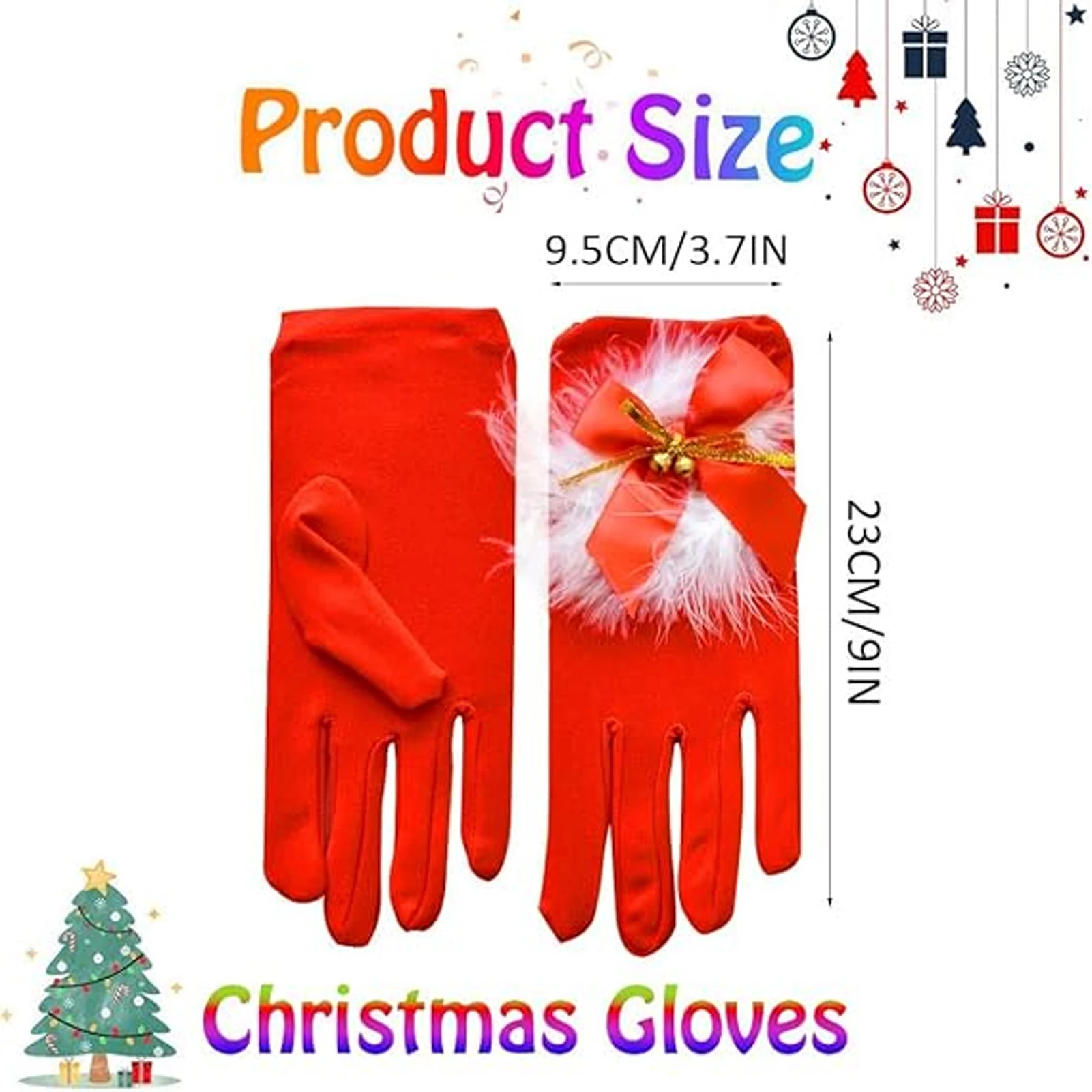عيد الميلاد سانتا قفازات أجراس قصيرة عيد الميلاد عطلة قفازات حفلة تنكرية الكرة قفازات كاملة الأصابع مليئة جو عيد الميلاد الشعور #6