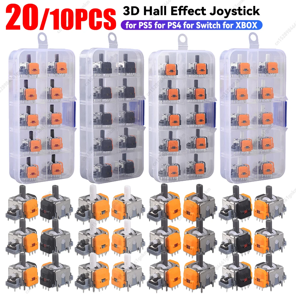 10/20PCS Replacement Hall Effect Joystick 3D Analog Sensor ThumbStick Module Joystick for PS4/PS5/XBox/Switch Controller Repair