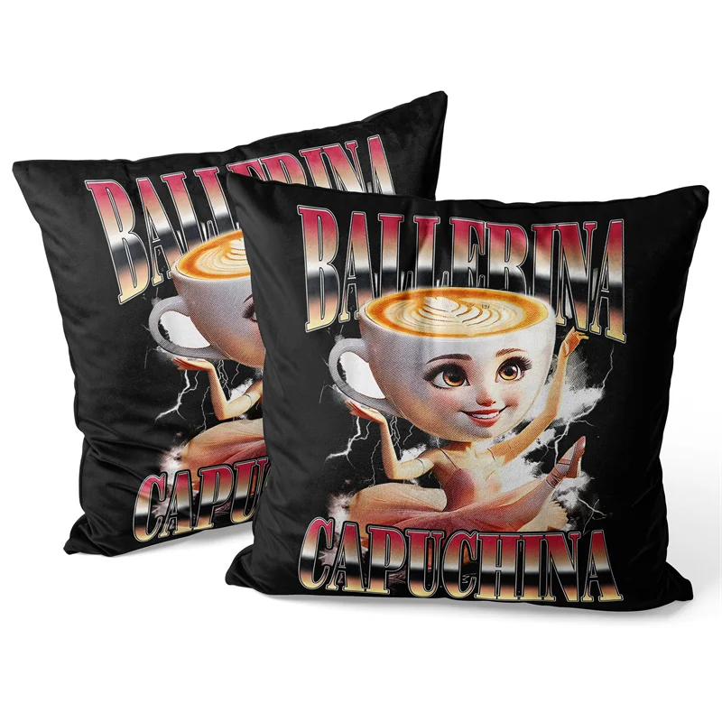 Gaslight Gatekeep Girlboss Ballerina Cappuccina Italian Brainrot Throw Pillow Covers Cushion Cases Pillowcases 45cm x 45cm