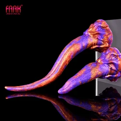 FAAK Dragon Tongue Tease Flirt Foreplay Clitoris Vagina Stimulate With Sucker Anal Sex Toys Silicone Long Dildo For Women