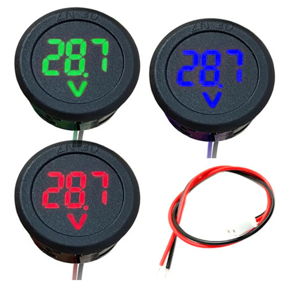 DC4-100V Digital LED Round Voltmeter High Accuracy Reverse Polarity Protection For Automotive Motorcycle Battery Voltage Power M
