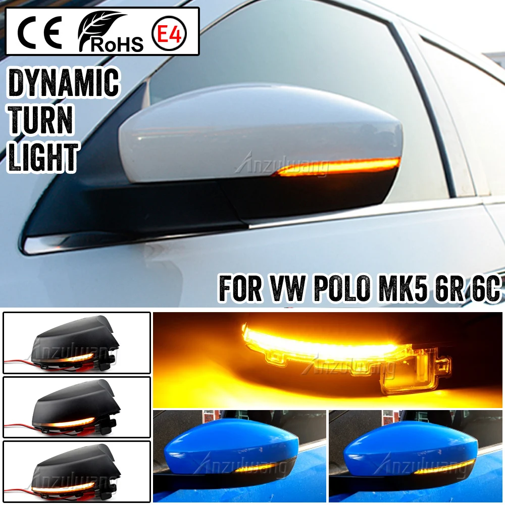 

For Volkswagen VW Polo MK5 6R 6C 2009-2015 2016 2017 LED Dynamic Turn Signal Light Flasher Flowing Water Blinker Flashing Light