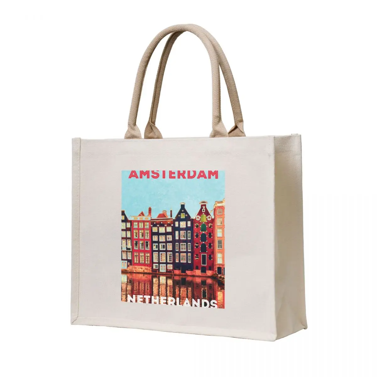 

Amsterdam Netherland colorful canal houses Tote Bag Women's tote bag bag for beach Fabric
