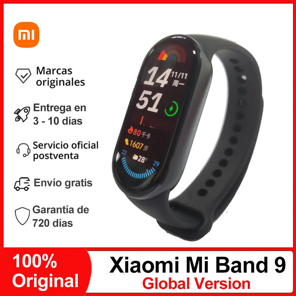 New Xiaomi Mi Band 9 Smart Bracelet, 1.62'' AMOLED Screen, Blood Oxygen Heart Rate Monitoring 150+ Sport Modes, BT5.4 Smart Band