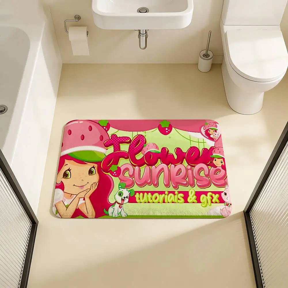 S-Strawberry-Shortcake Girl Kitchen Mat Cheaper Anti-slip Modern Living Room Balcony Printed Modern Home Decor