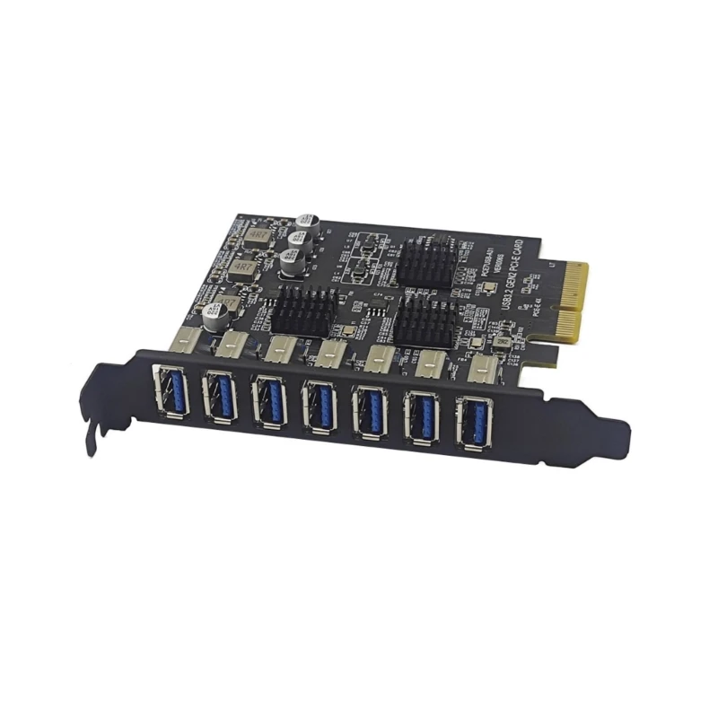 

Плата расширения интерфейсов PCIe 4X с 7 портами USB A для быстрой и стабильной передачи данных. Широкая совместимость C1FD.