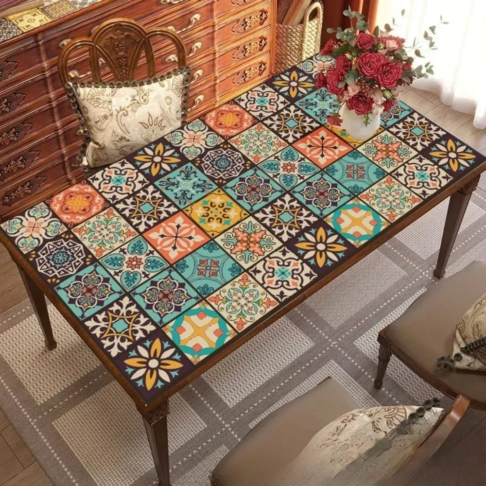 Table Cloth PVC Waterproof Oil Resistant Non Washable Brick Dining TableCloth Mantel Impermeable A Prueba . Aceite Y Sin Lavado