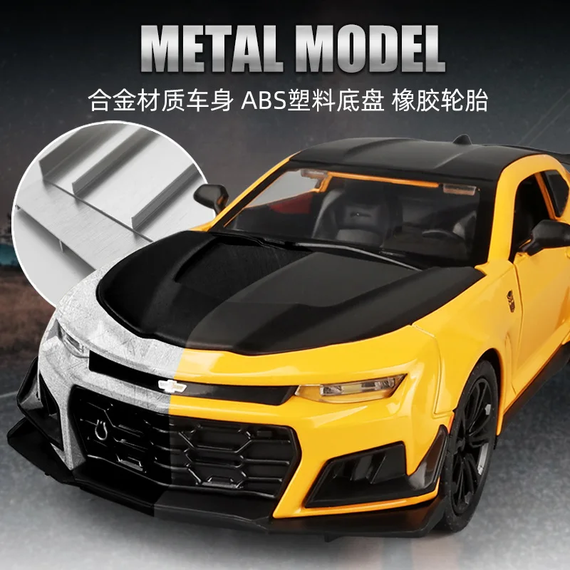 1:24 Chevrolet Camaro Alloy Car Model Sound And Light Pull-Back Toy Car Die-Cast Sports Car Boys Collection Ornaments Gift A327