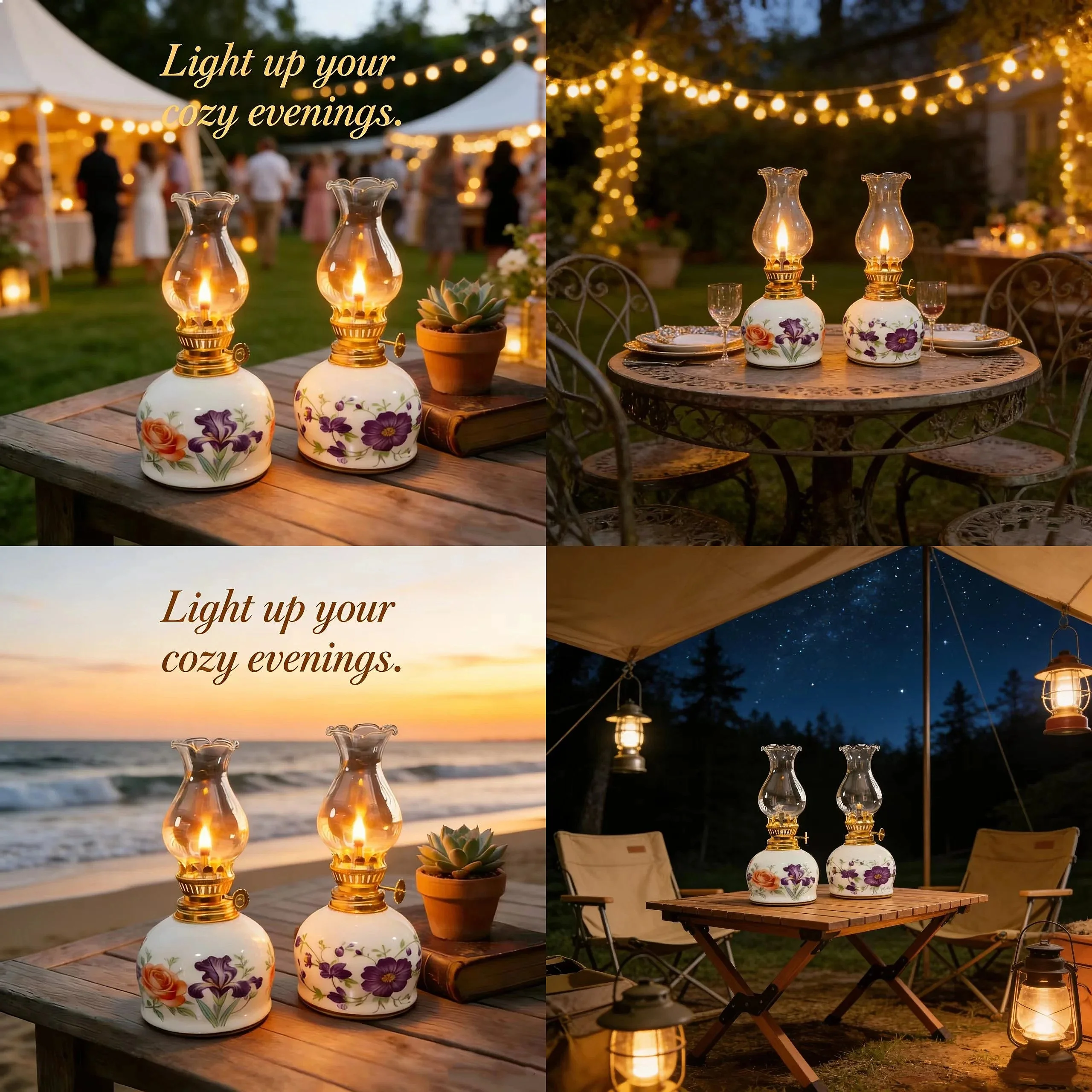 1 Piece Outdoor Patio Atmosphere White Porcelain Oil Lamp, Windproof Glass Candle Holder, Outdoor Patio Atmosphere Oil Lamp, Cam