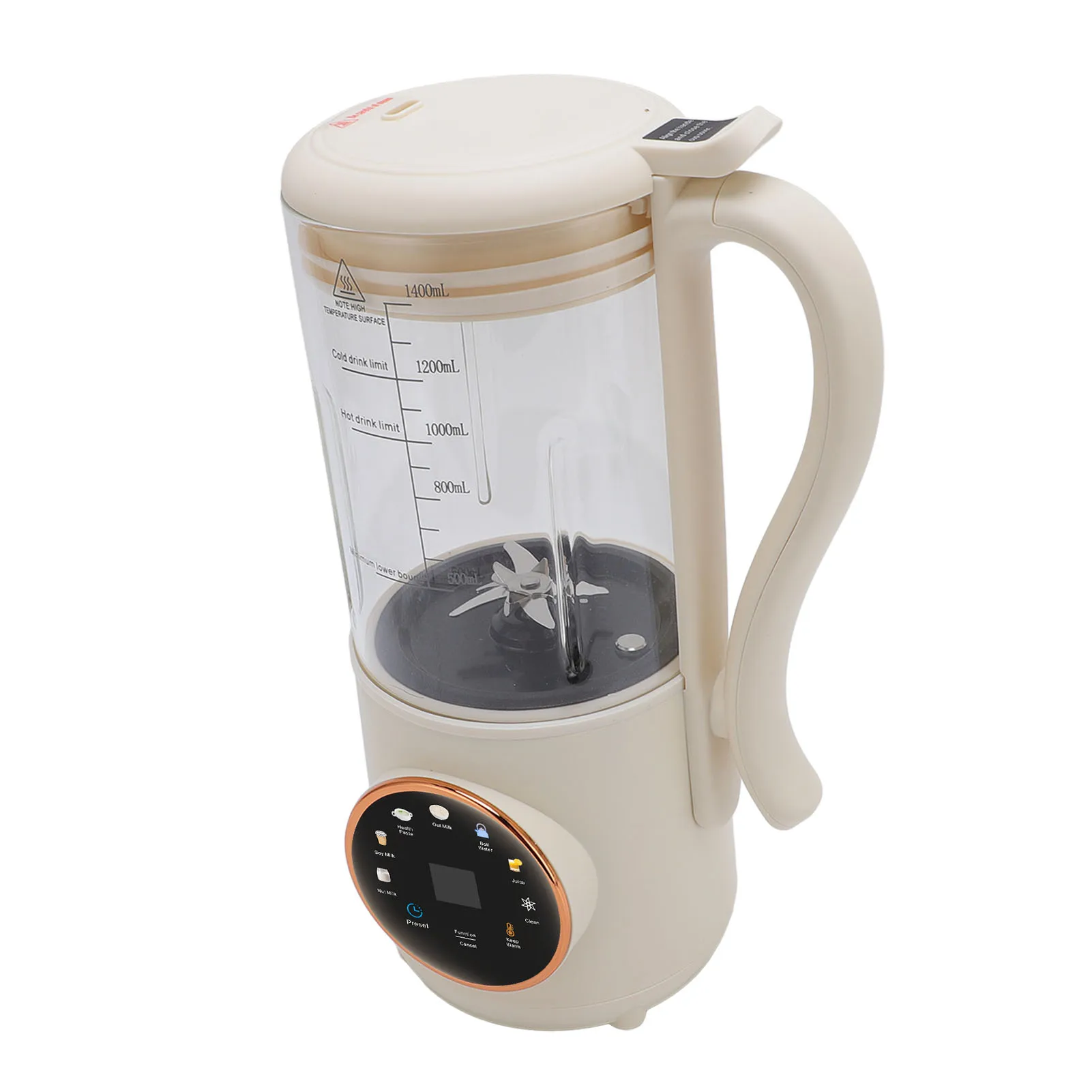 Machine à lait de soja multifonctionnelle, 1,4 l, presse-agrumes avec synchronisation, nettoyage automatique, fonction d'isolation, 600W