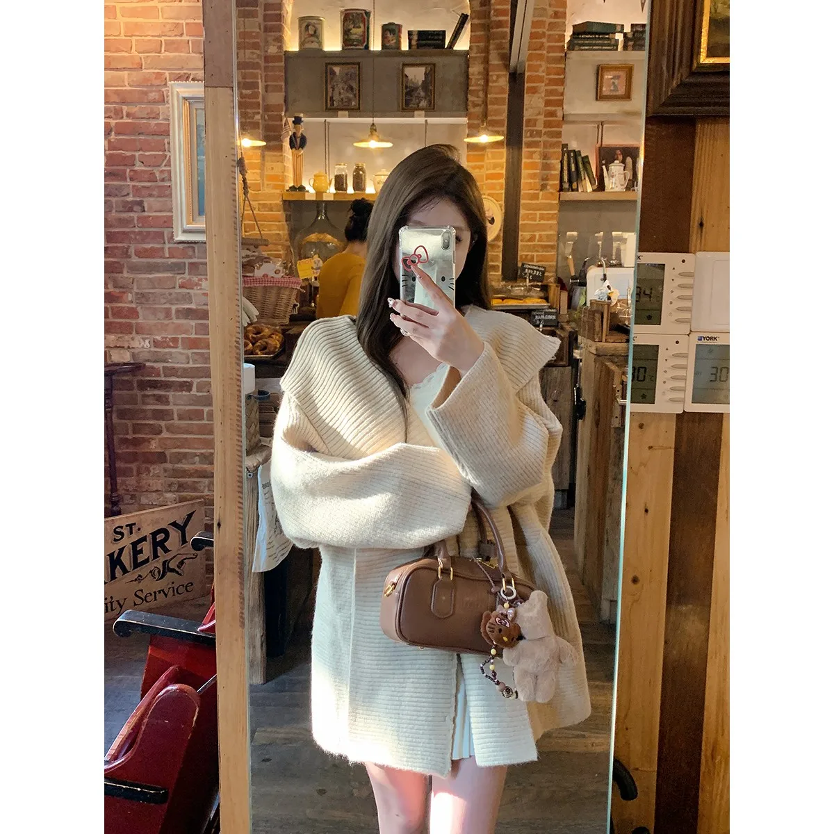 

Soft Sle Hooded Knitwear Jaet Women's Loose Heavyweight Small Size Notting Hill Walking Gentle Wind Sweater Outerwear