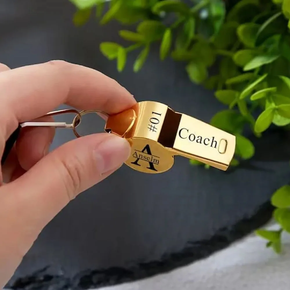 

Customized Boutique Coach Whistle, Stainless Steel Material, Laser Engraving, Family Gift