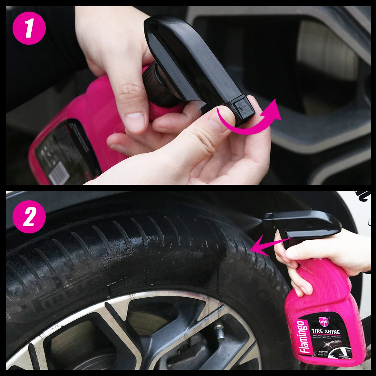 Flamingo F085 500ml Tire Shine Coatings Long Lasting Tyre Refurbishing Agent Cleaner High Gloss Wheel Gloss Spray Wax