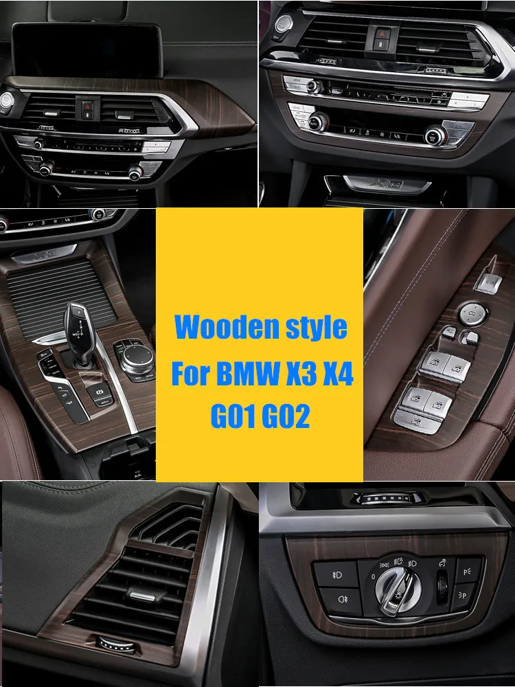 For BMW 2019 X3 X4 G01 G02 Interior Wooden color ABS Decoration Accessories
