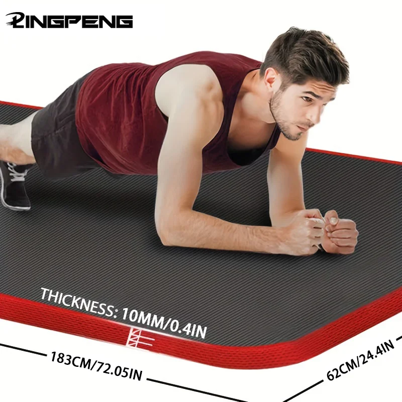 10MM Extra Thick 183cmX62cm Yoga Mats NBR Non-slip Exercise Mat Fitness Tasteless Pilates Workout Gym Mats With Bandage