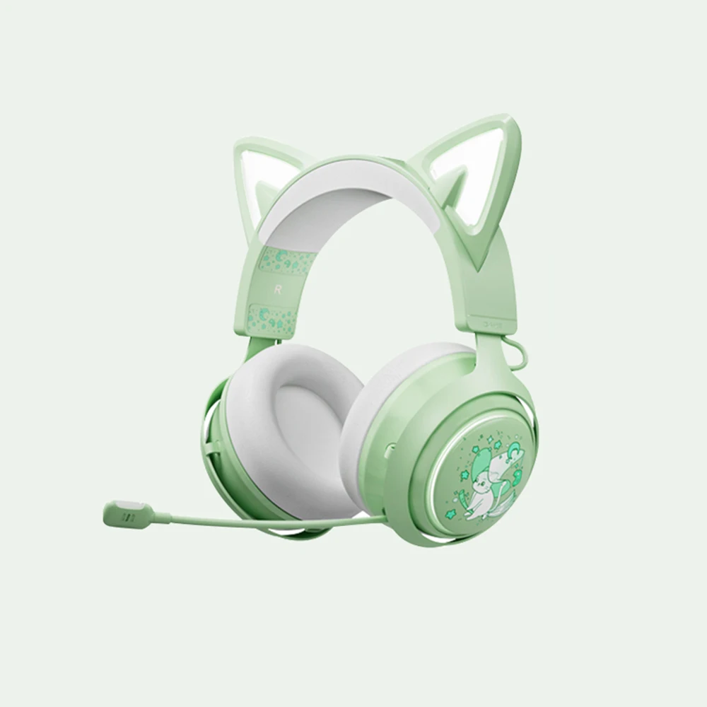 Somic GS510 Gamers-hoofdtelefoon met microfoon Kattenoren Rgb Licht Kleurrijk Schattig Headset Ruisonderdrukking Meisje Gaming-oortelefoon Gif