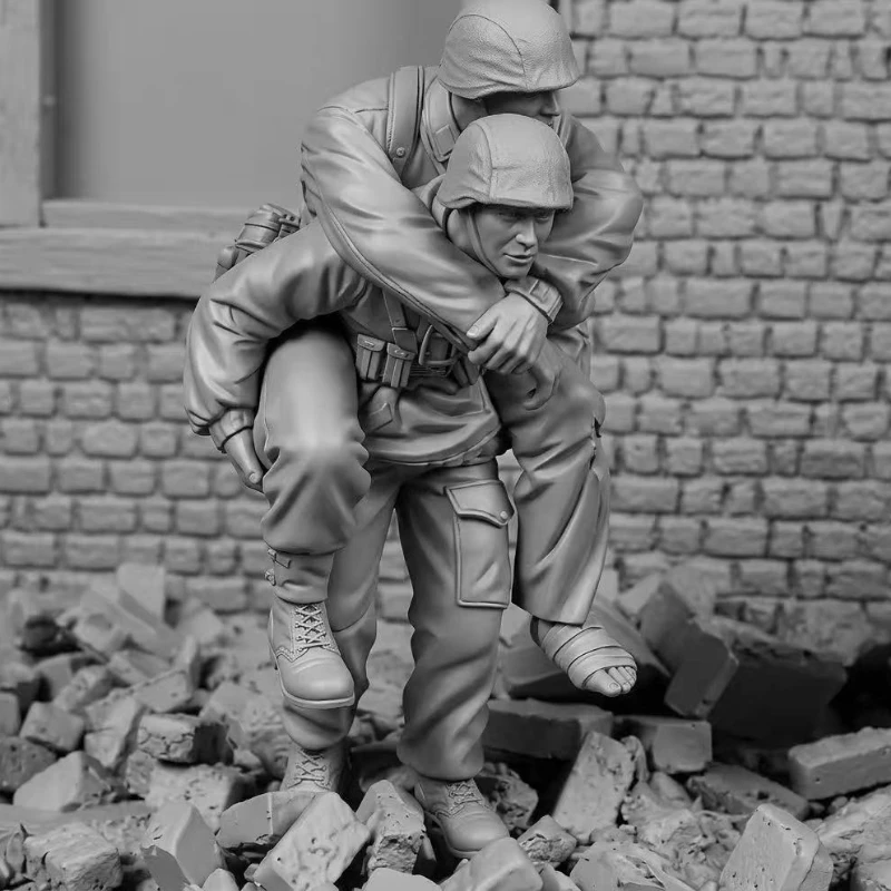 Harzfigur im Maßstab 1:35, zusammengebauter Modellbausatz, historischer militärischer Rücken, verwundeter Soldat, Miniaturspielzeug, unmontiert, unbemalt, 908A