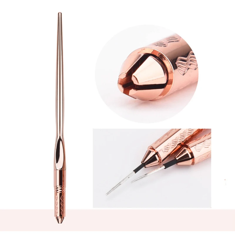 

16CM Glass Gold Microblading Permanent Makeup Manual Tattoo Tebori Fog Round Needle Pen For Eye Eyebrows Lips 3RL 3RS 5RL 5RS