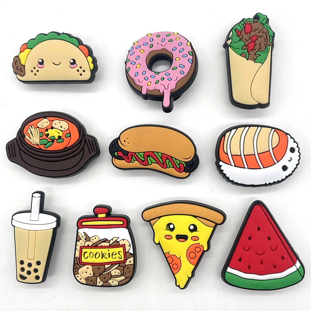 

20Pcs Cartoon Food Hamburgers Series Shoe Charms PVC Shoe Charms Hole Shoes Ornaments Sandals Accessories Kid Gift