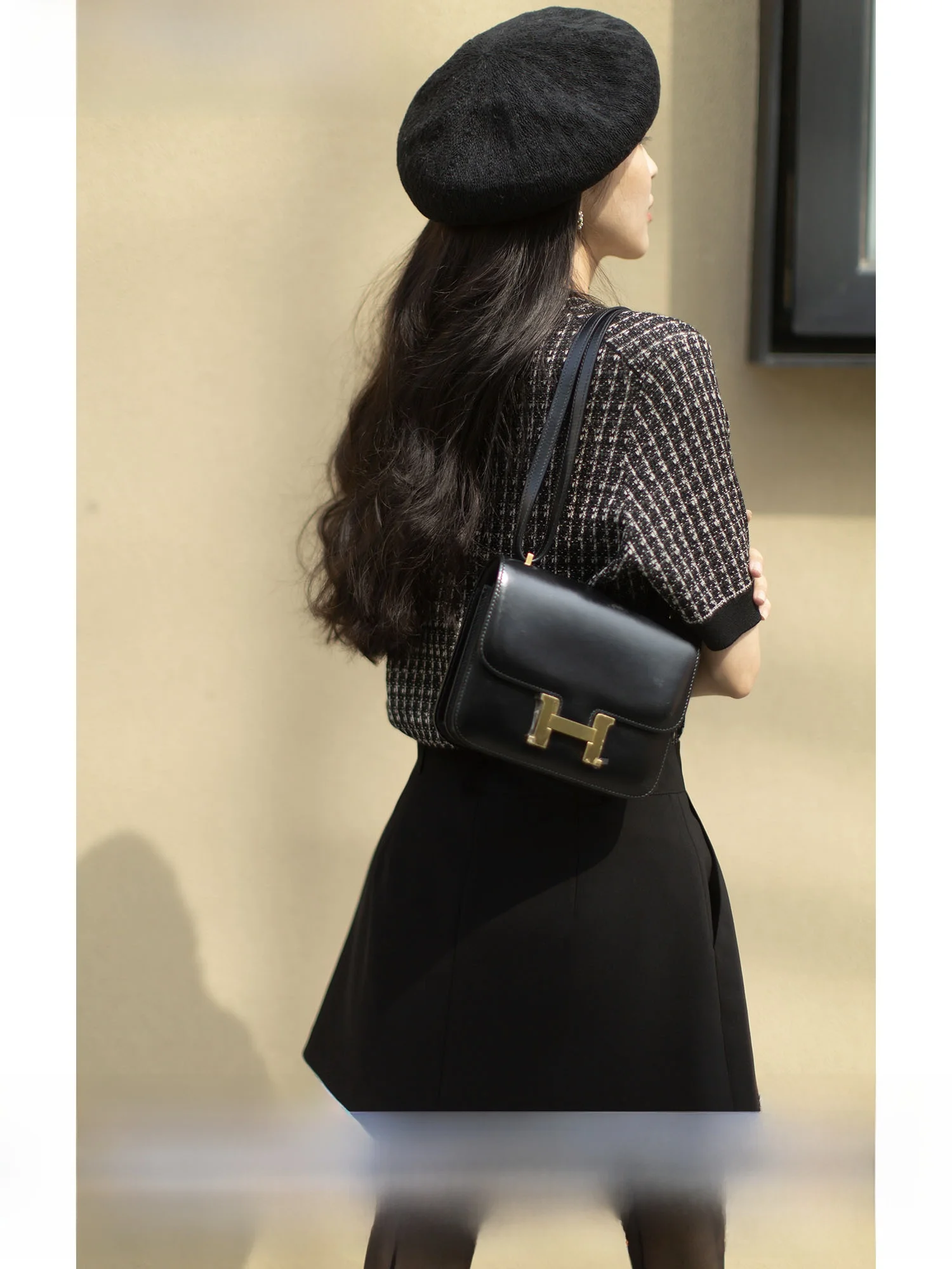 

Easy Casual College Sle ort f Skirt Pleated Design Anti-Aging Bla And White Polyester Fiber High Waist A-Line Skirt