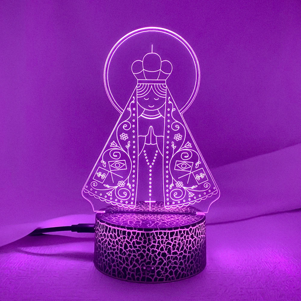 Newest 3D Led Night Light Our Lady Aparecida for Church Decoration Lights Cool Gift for Faith Usb Battery Powered Table Lamps