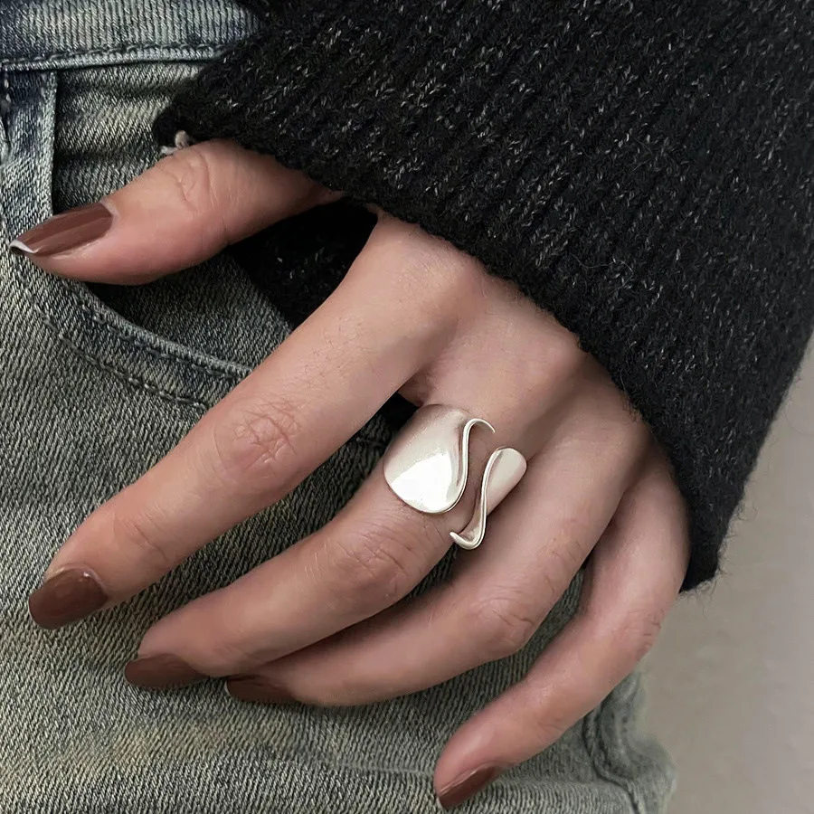 XIYANIKE Hip Hop Geometric Irregular Wide Cuff Finger Rings For Women Girl Fashion New Jewelry Gift Party Rock Anillos Mujer