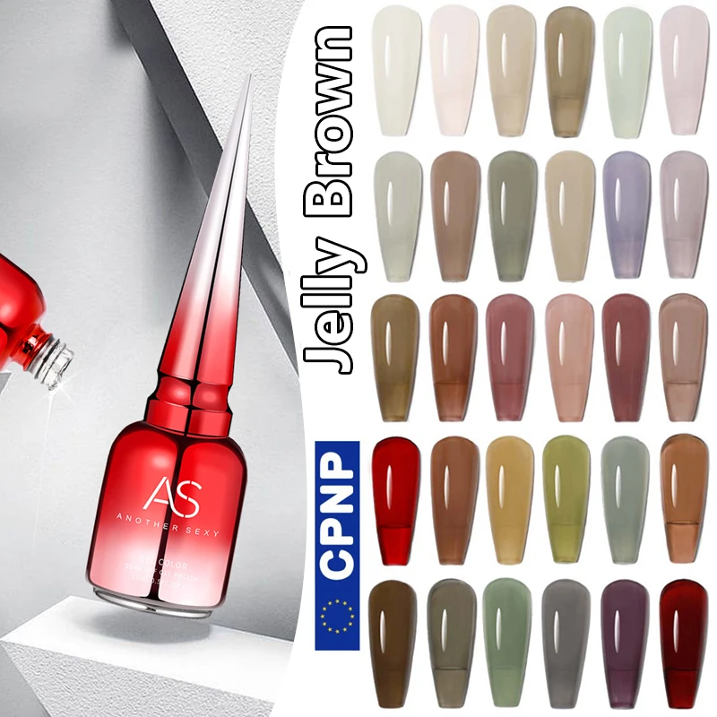 AS Colors Jelly Amber Gel Nail Polish Semi Permanent UV Gel Brown Translucent Gradient Leopard Print Nail Art Gel Varnishes