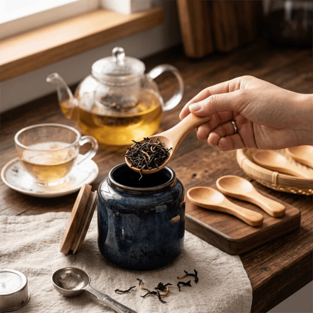 5Pcs Wood Wooden Spoon Short Handle Solid Mini Spoon Small Round Spoon Head Smooth Polished Teaspoon Scoop Jar Food Taking