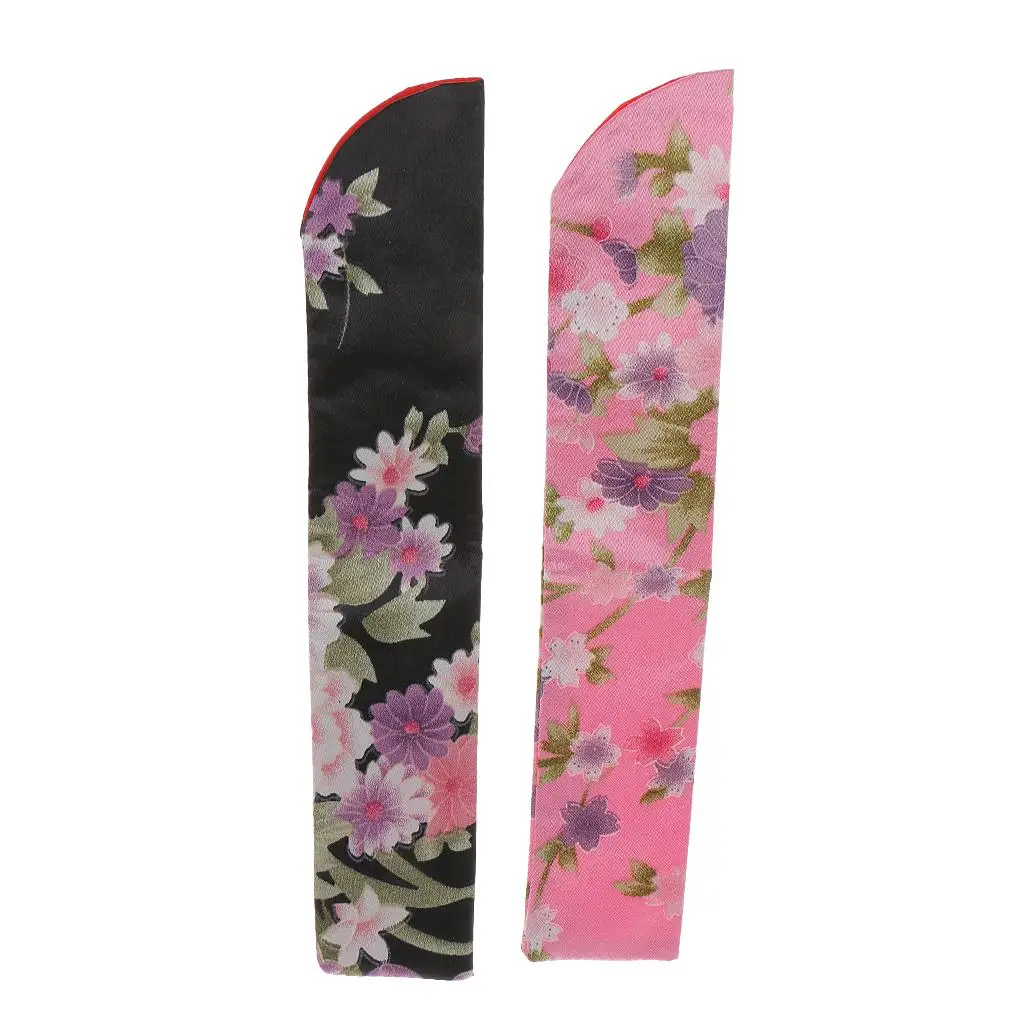2x Japan Chinese flower Silk fan for hand Gift Bag/Holder//Pouch