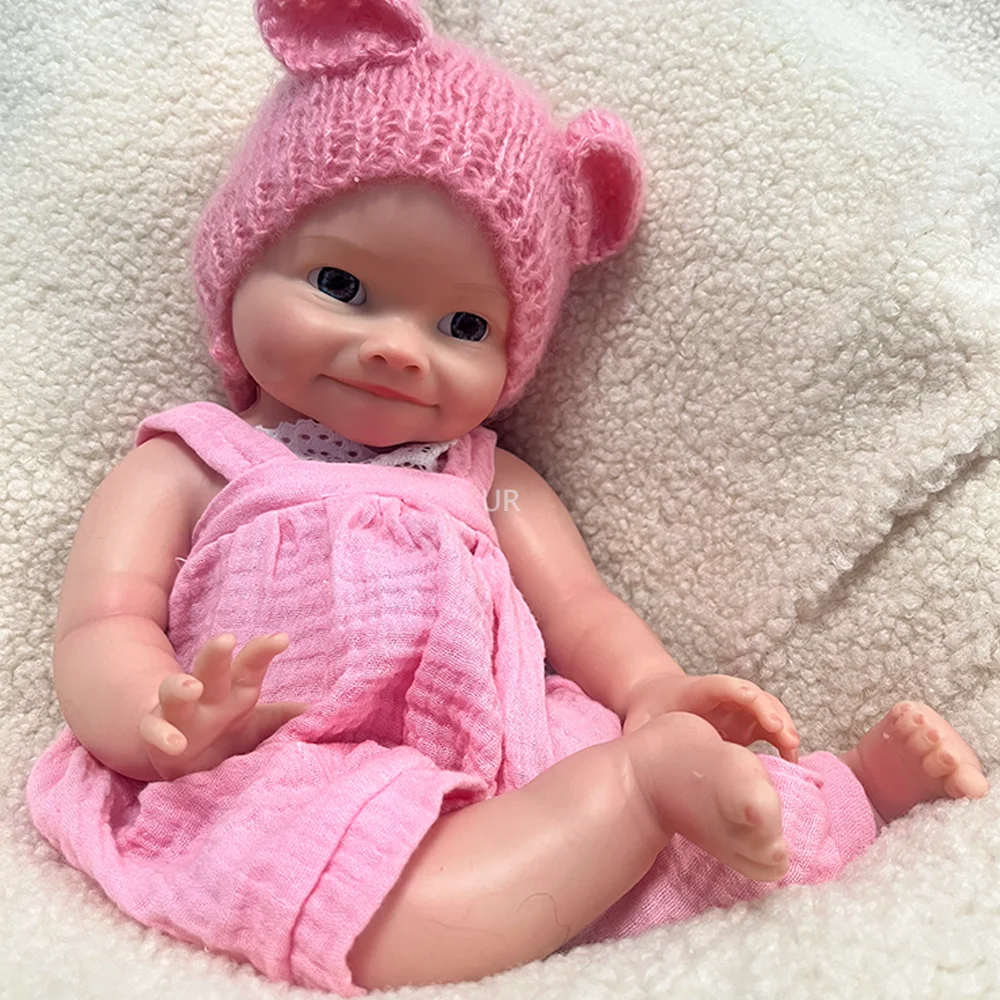 16" Realistic Reborn Doll Full Platinum Silicone Cute Smiling Face Newborn Baby Girl Lifelike Baby Rebirth Toy