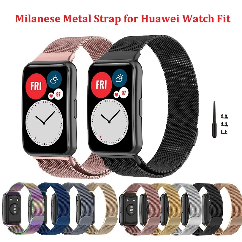 Từ Tính Milanese Thép Không Gỉ Dây Đeo Kim Loại Cho Đồng Hồ Huawei Watch Phù Hợp Với Đồng Hồ Thông Minh Smartwatch Vòng Tay Thay Thế Dây Đeo Thiết Kế