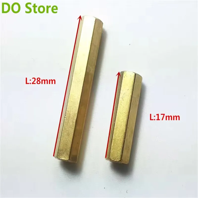 DO Store 20pcs 17mm/28mm M3 Hexagonal Double Pass Copper Column Support Column Fixed Column Separator Brass RC Robot Part DIY