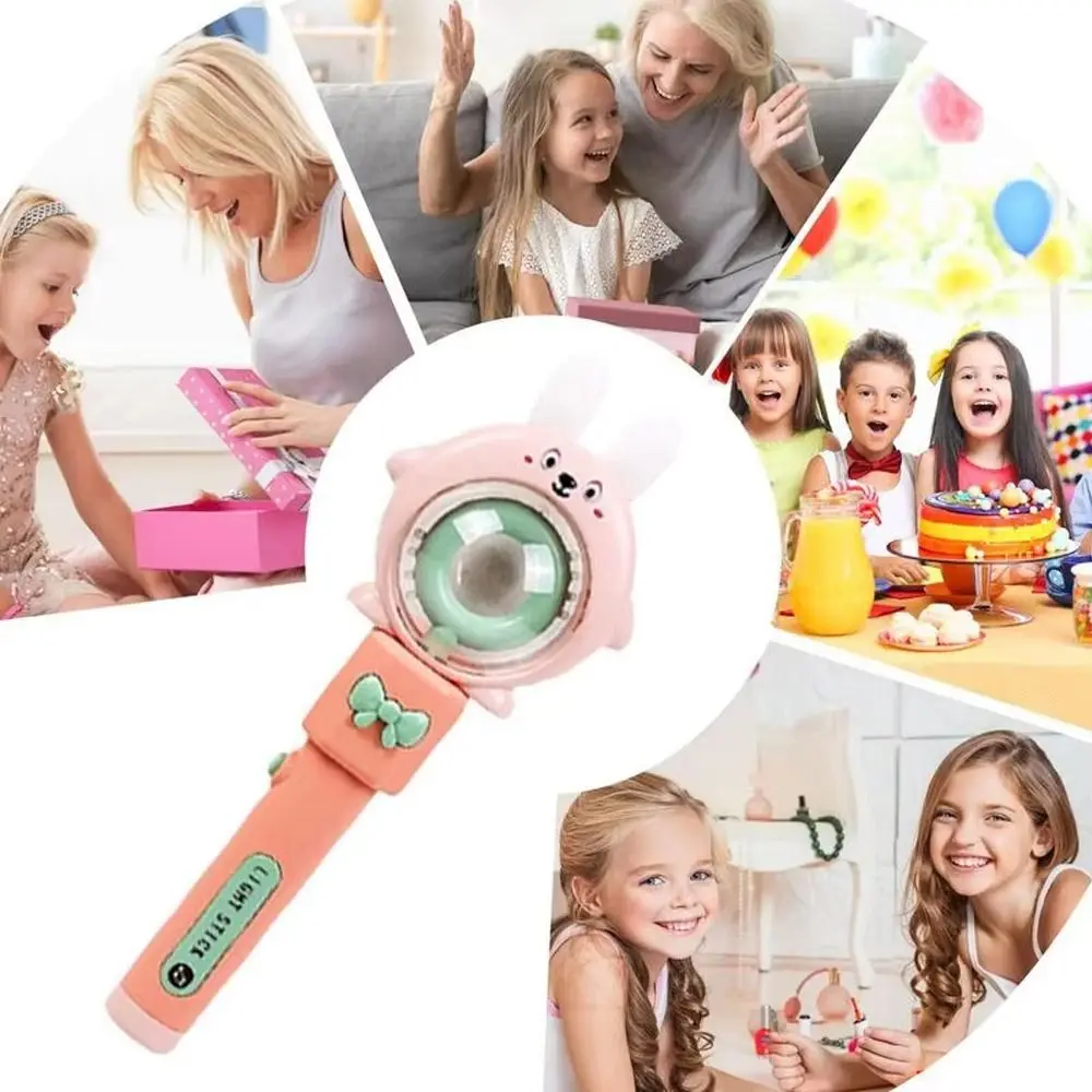 Kreskówka gumowa różdżka muzyczna dla dzieci różdżka LED króliczek / żaba świecące zabawki z obrotowymi światłami zabawki elektryczne