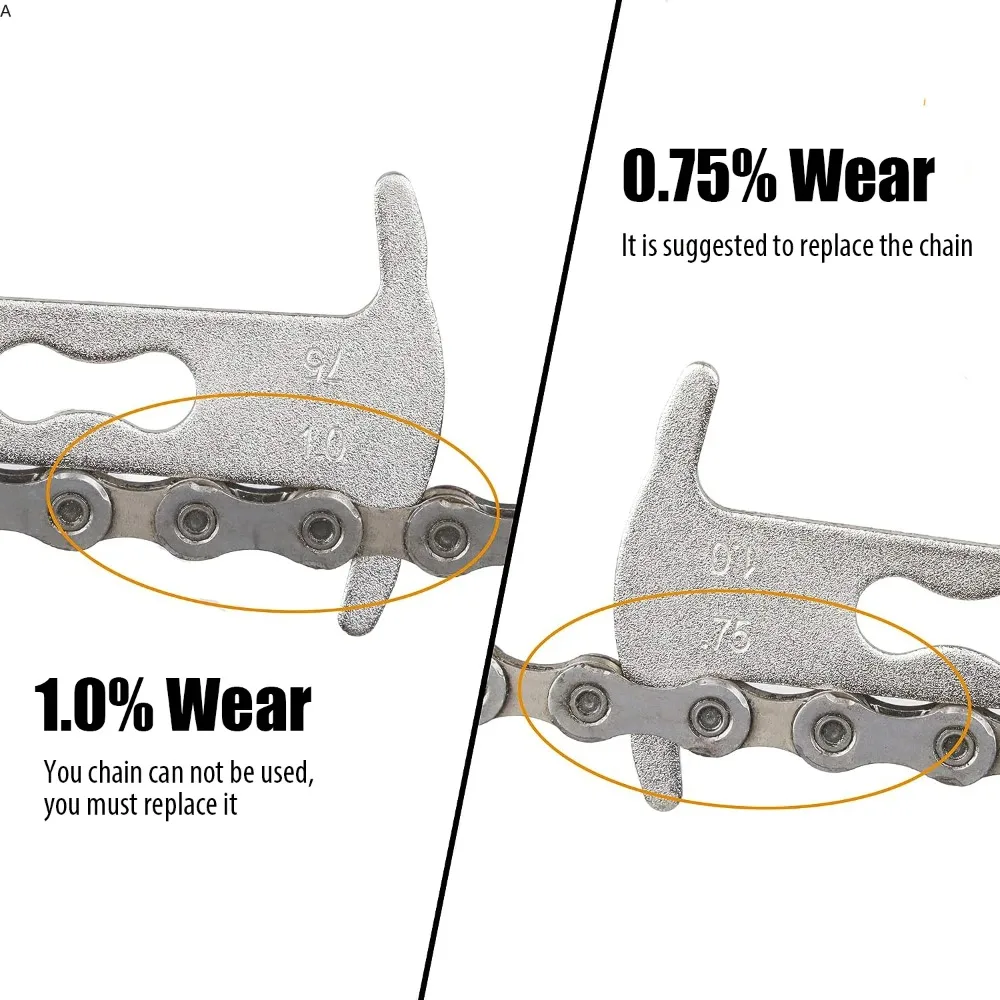 أداة مؤشر ارتداء سلسلة الدراجات للدراجات الجبلية والدراجات الهجينة، مقياس قياس سلسلة دقيقة لصيانة الدراجة