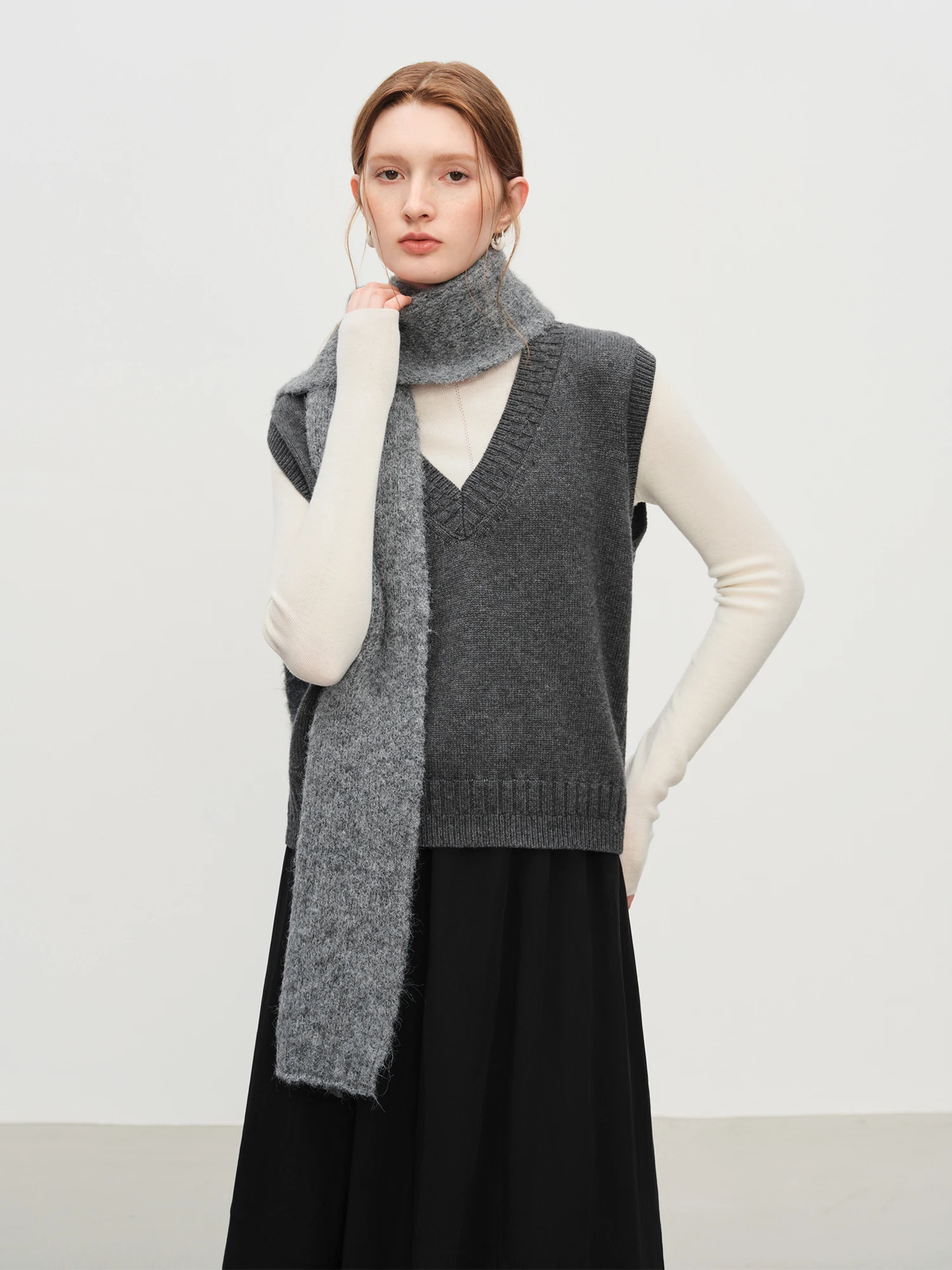 FSLE تنوعا الكورية نمط لون نقي الشتاء وشاح من الصوف شريط حول ياقة الملابس النساء 2025 جديد الصلبة الحلو Ins شيك بسيط لينة