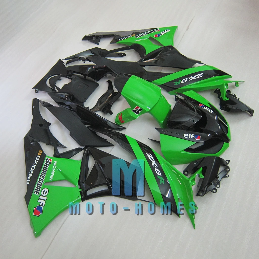 Prime Chinese Fairings Set for ZX 6R 09-12  Kawasaki Ninja ZX6R 2009 2010 2012 ABS Road Race 100% Injection Bodywork Green Black