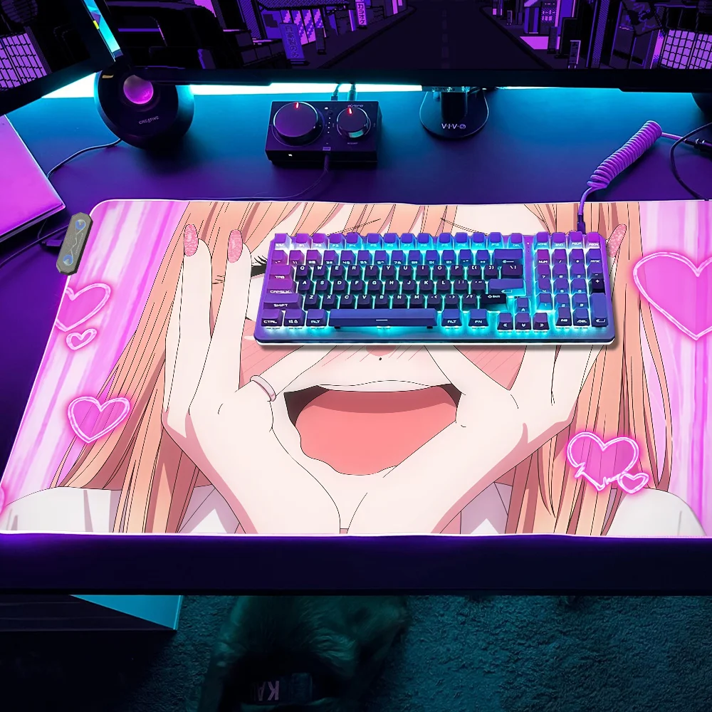 لوحة ماوس ألعاب كيتاجاوا LED وسادات مارين بإضاءة خلفية مطاطية لسطح المكتب XXL RGB Desk S Micro USB