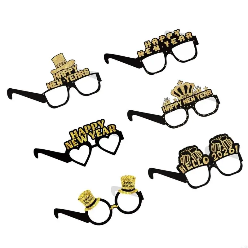6 قطعة نظارات حفلات عصرية 2026 تصميم ورقي نمط محمول مدمج لرقصات العام الجديد والتجمعات الليلية #4