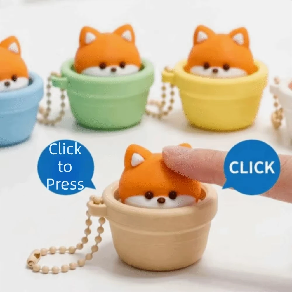 Finger Button Fox Pot Clicker Fidget Keychain Anti-stress Cartoon Animals 3D Printed Clicking Pressure Relief Funny Cute 키캡