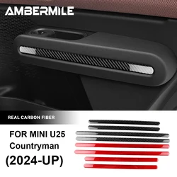 LHD RHD for Mini Countryman U25 2024 2025 Car Door Decorative Strips Interior Sticker Real Soft Carbon Fiber Panel 4pcs/set