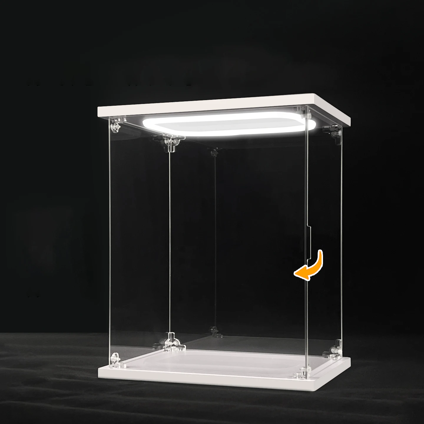 Vitrine d'objets de collection en acrylique avec boîte de rangement de lumière circulaire, modèle d'ornement, vitrine anti-poussière pour figurines, jouets, poupée Popmart